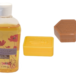 Seife mit Honig oder Propolis, Honigshampoo.